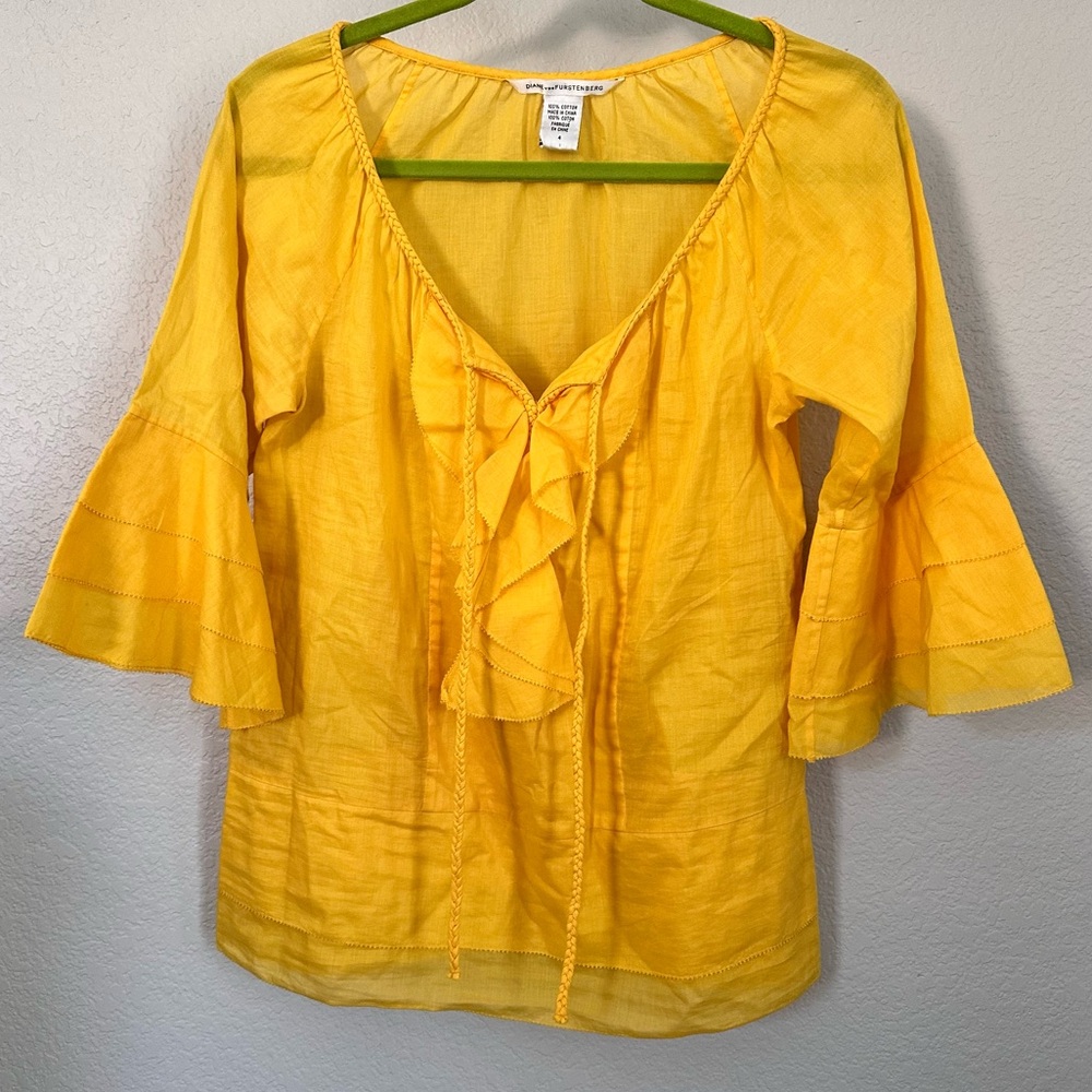 DIANE Von FURSTENBERG | Ruffle Cotton Blouse - Size 4